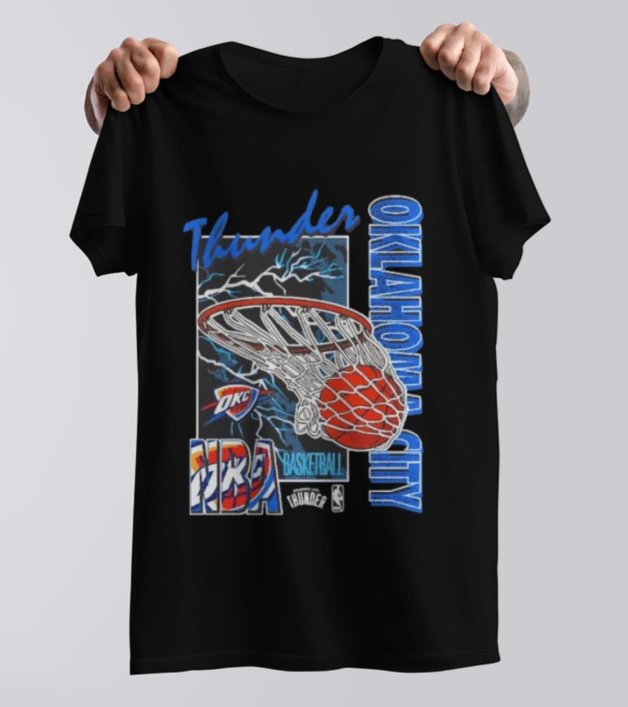 Oklahoma City Thunder NBA Basketball Net Lightning OKC T-Shirt