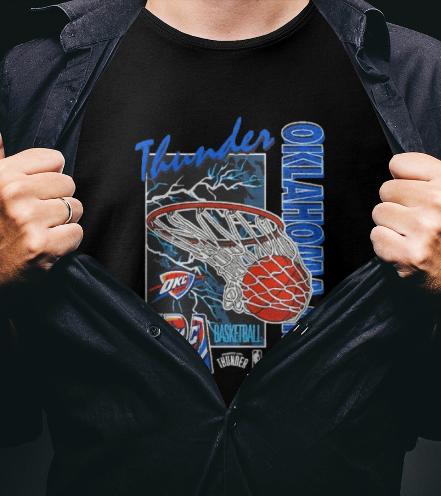 Oklahoma City Thunder NBA Basketball Net Lightning OKC T-Shirt