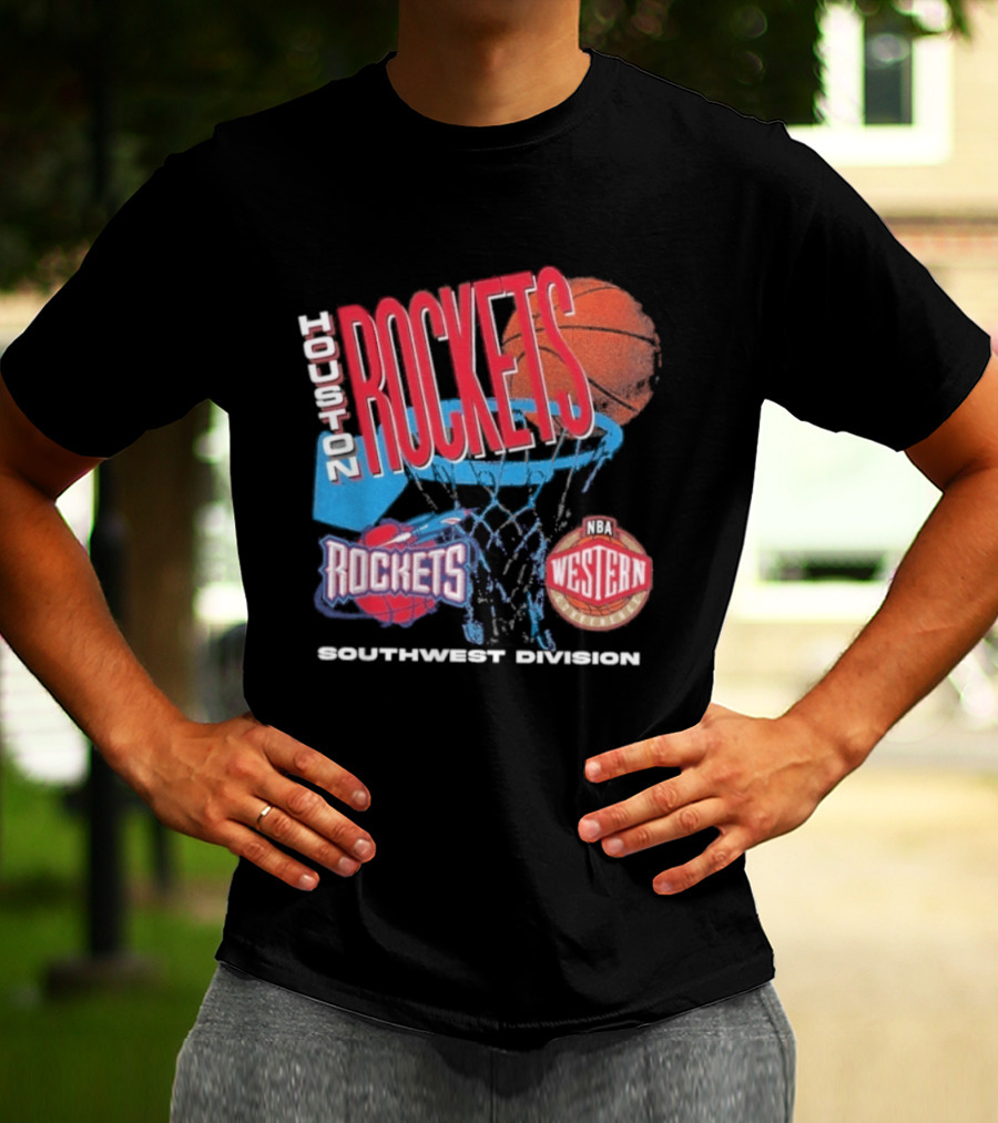Houston Rockets Southwest Division NBA Western Hardwood Classics 90s Basketball Team T-Shirt