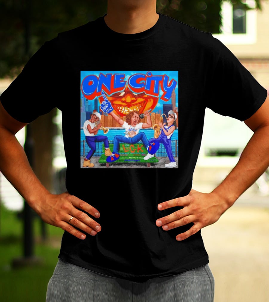ONE CITY NYC DugLust Jazz Trio Band Performing In New York City With Skyscrapers And Music Players T-Shirt
