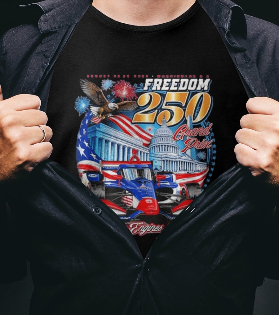 Freedom 250 Grand Prix Start Your Engines America Capitol Eagle Racecar T-Shirt
