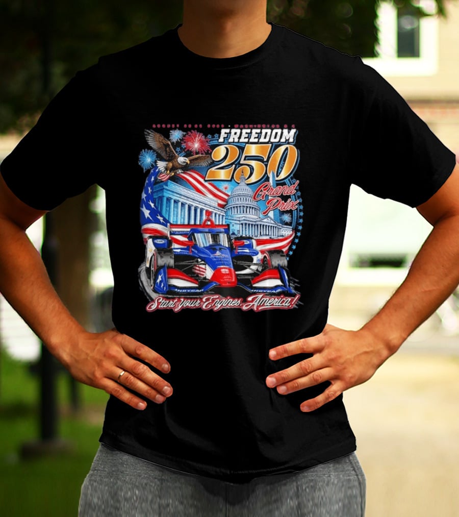 Freedom 250 Grand Prix Start Your Engines America Capitol Eagle Racecar T-Shirt