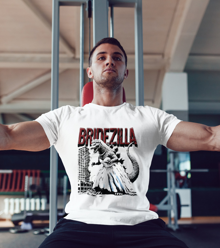 Bridezilla Godzilla Wedding City Monster Scene T-Shirt