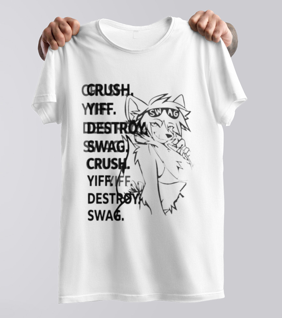 Crush Yiff Destroy Swag Fox Character Sunglasses T-Shirt
