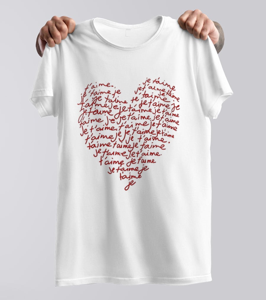 Je T'Aime Repeated Red Heart Shape T-Shirt