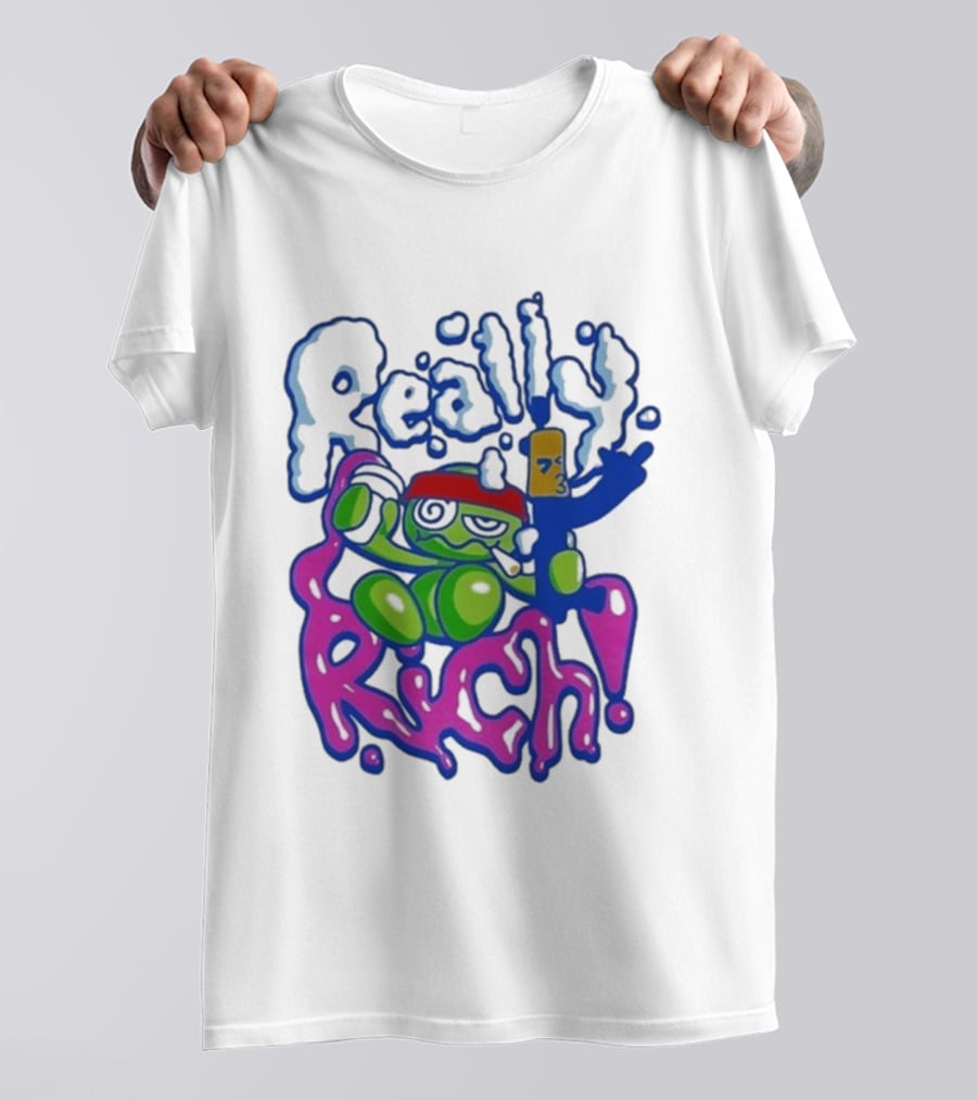 Really Rich Frog With Red Headband And Bottle T-Shirt