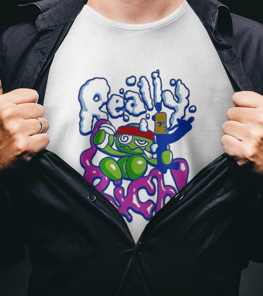 Really Rich Frog With Red Headband And Bottle T-Shirt
