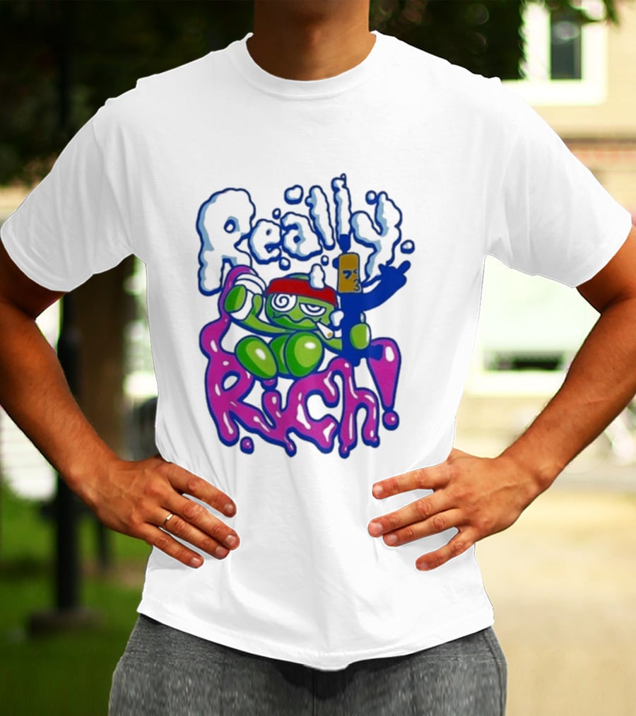 Really Rich Frog With Red Headband And Bottle T-Shirt