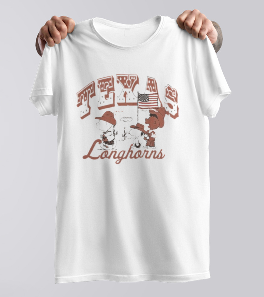 Peanuts Texas Longhorns Charlie Brown Snoopy Baseball Tex Mex T-Shirt