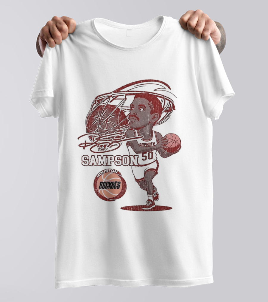 Ralph Sampson Houston Rockets NBA Caricature Basketball Player T-Shirt