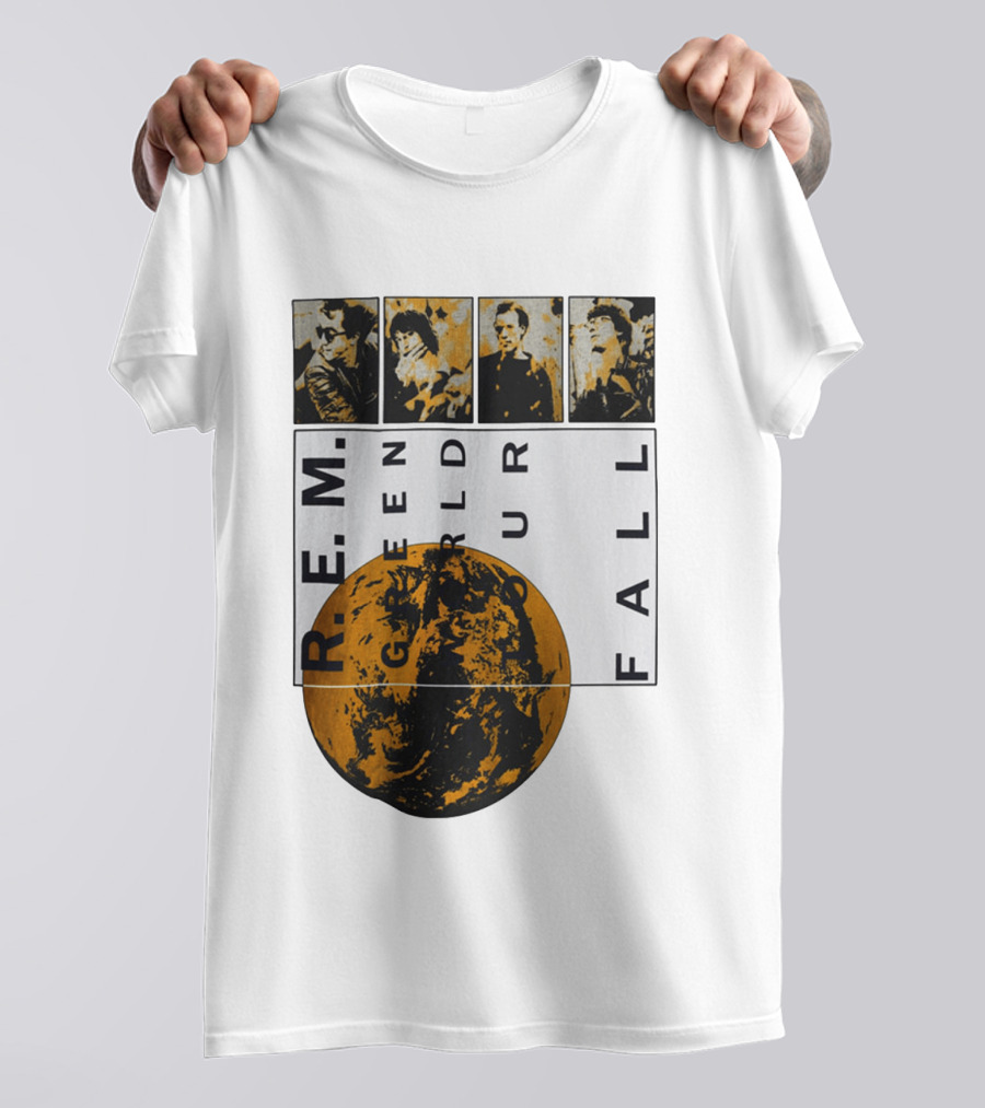 R.E.M. 1989 Green World Tour Fall Vintage Planet Band Photography T-Shirt