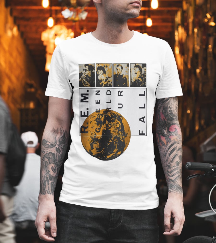 R.E.M. 1989 Green World Tour Fall Vintage Planet Band Photography T-Shirt