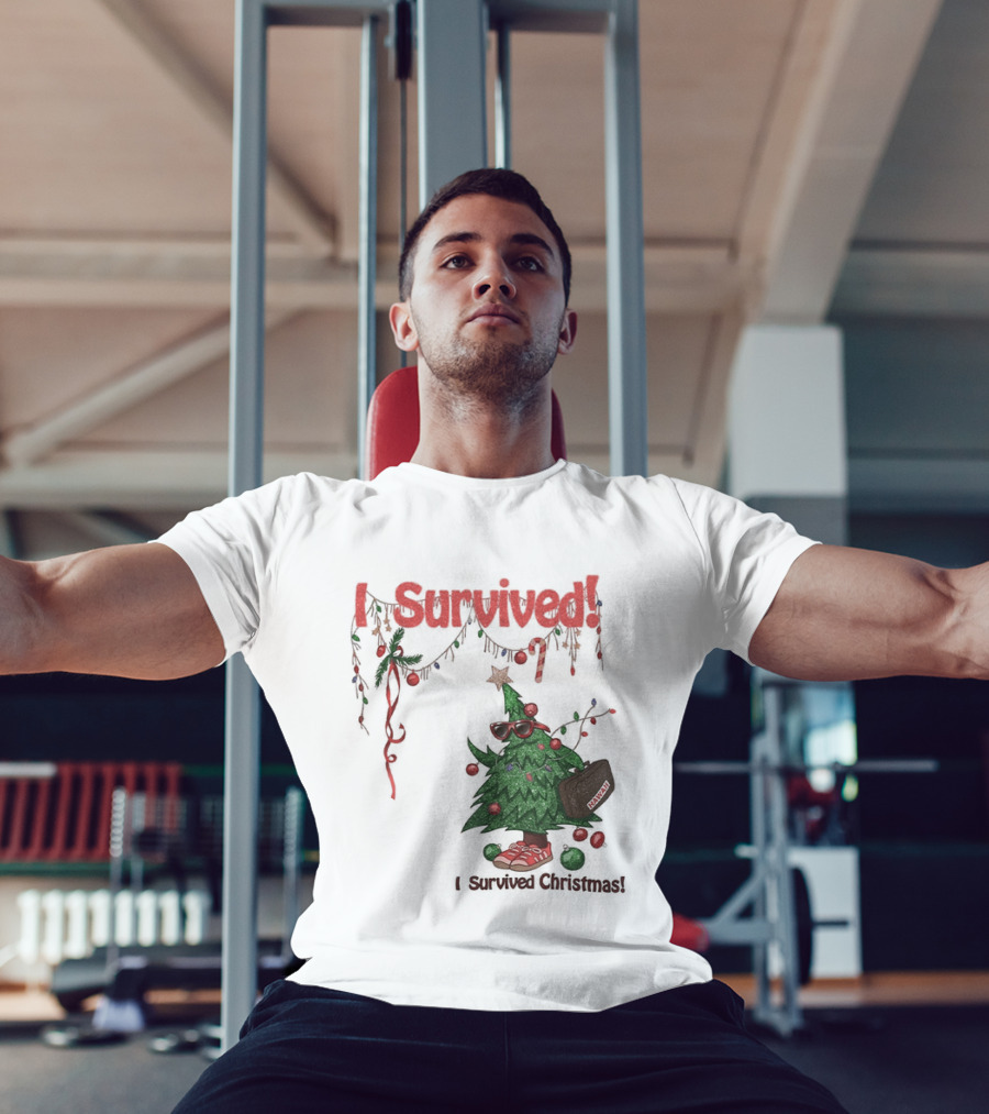 I Survived Christmas Funny Holiday Tree Celebration T-Shirt