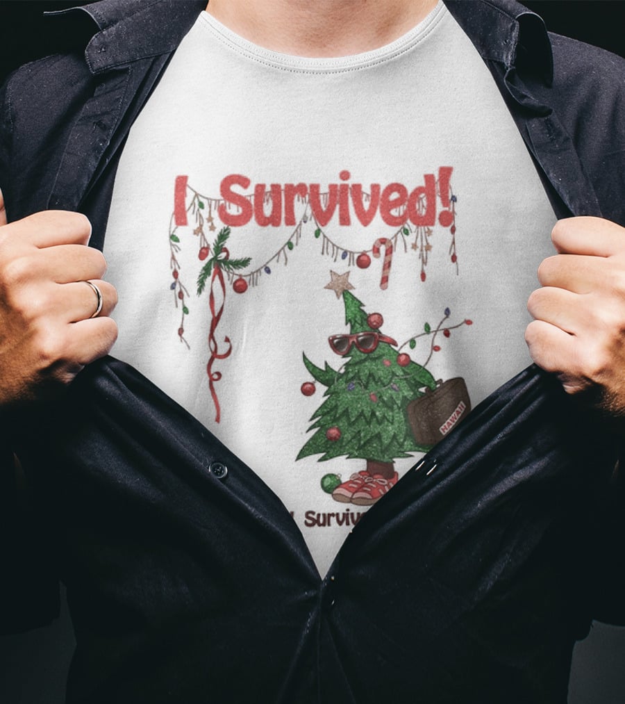 I Survived Christmas Funny Holiday Tree Celebration T-Shirt