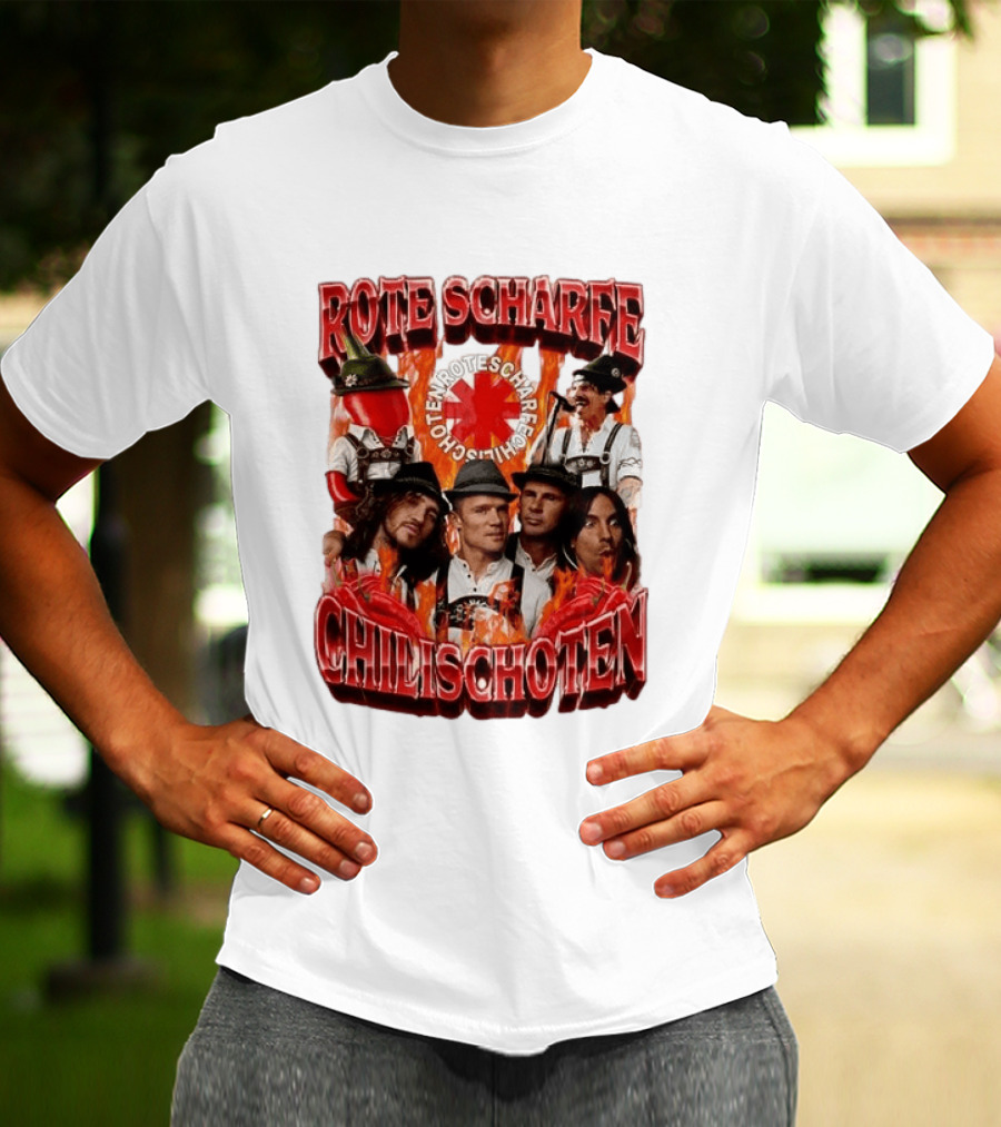 Rote Scharfe Chilischoten Lederhosen Band Mitglieder Custom T-Shirt