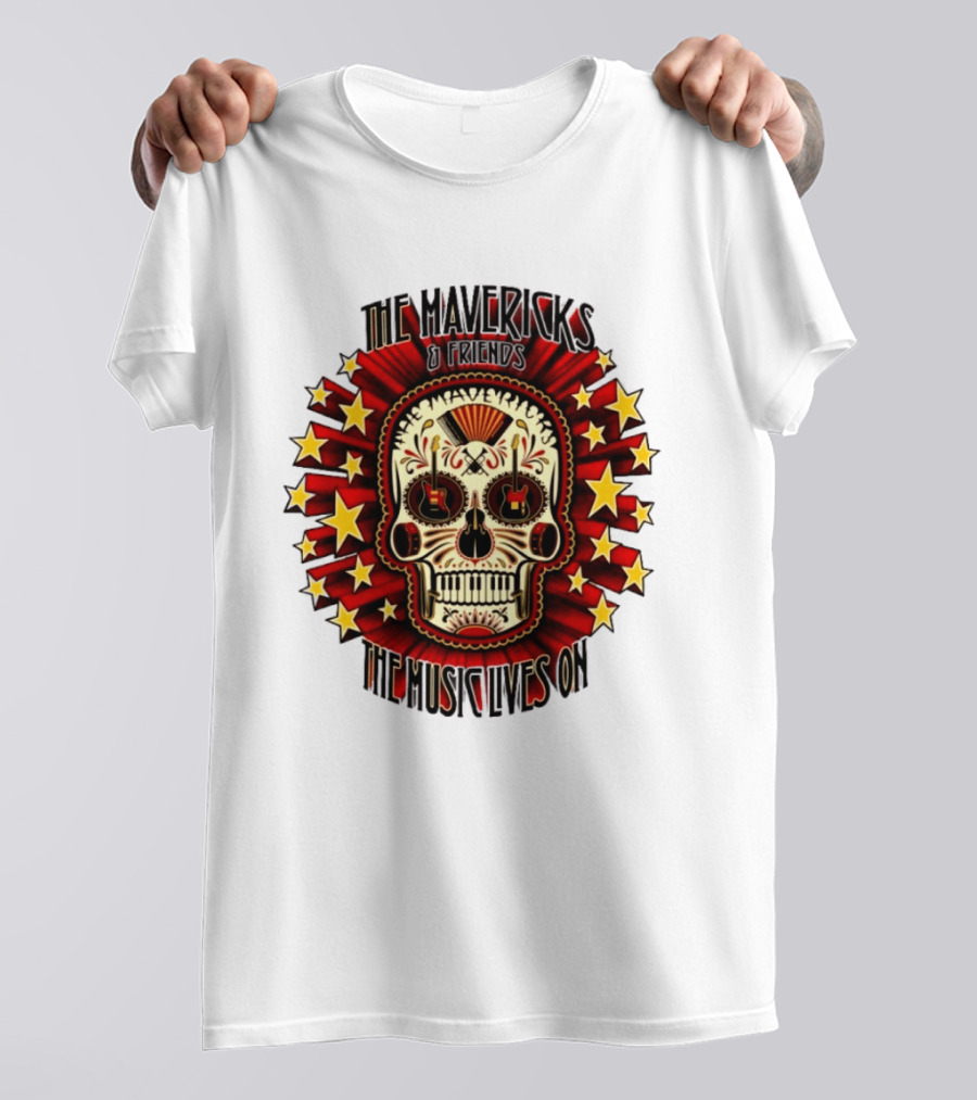 The Mavericks The Music Lives On 2026 Tour Dates Sugar Skull Stars Guitar T-Shirt
