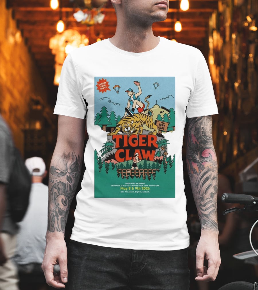 Choose Your Route Tiger Claw May 8 9 2026 3 Summits Adventure 50k The Ascent Big Cat Ambush T-Shirt