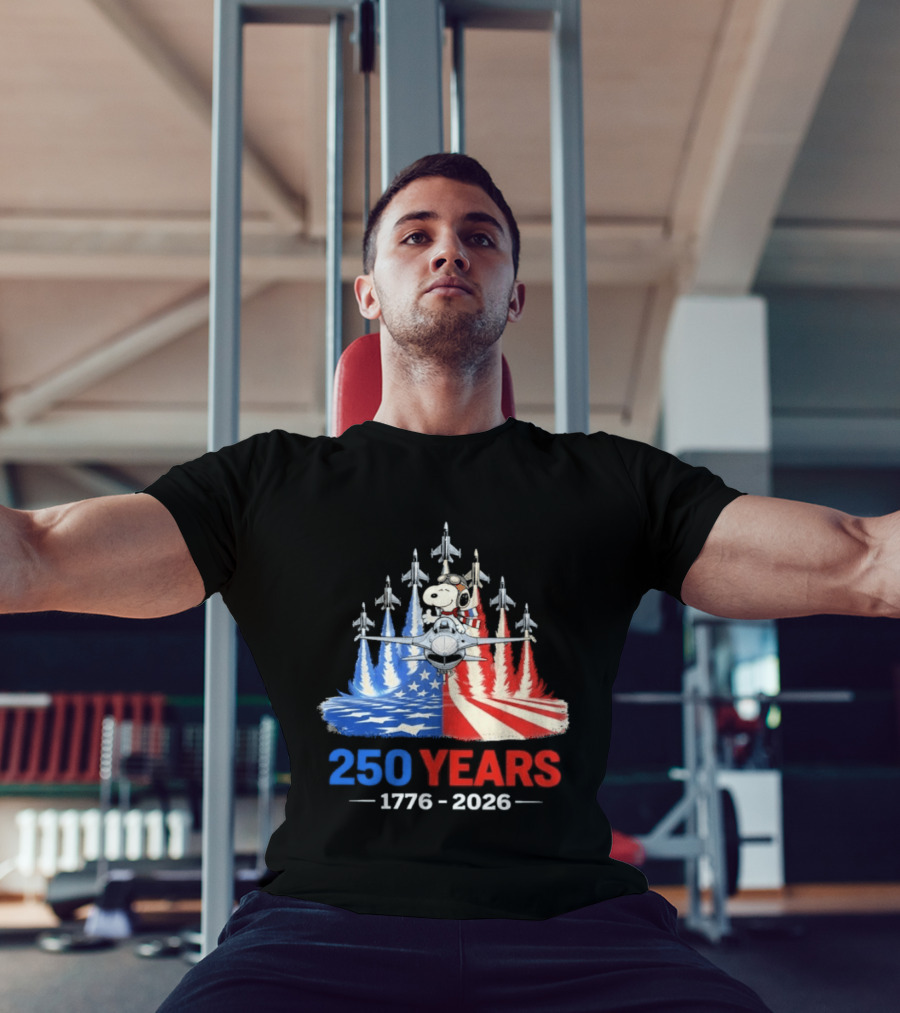 250 Years 1776 2026 Snoopy American Flag Jets T-Shirt