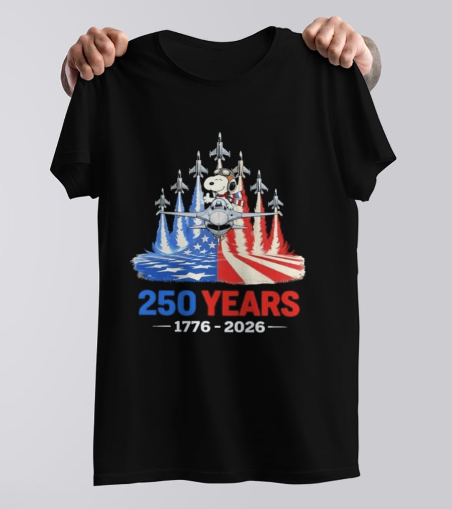250 Years 1776 2026 Snoopy American Flag Jets T-Shirt