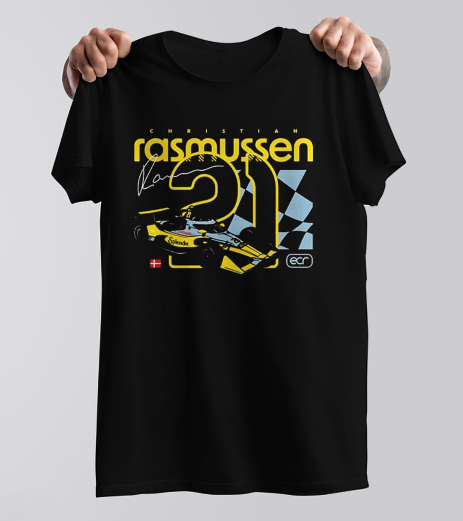 Christian Rasmussen 21 Splenda Chevrolet Racing ECR Flag Denmark T-Shirt
