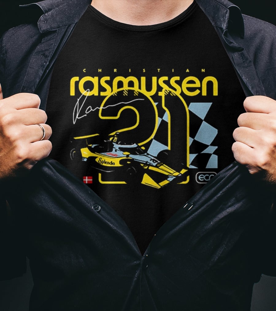 Christian Rasmussen 21 Splenda Chevrolet Racing ECR Flag Denmark T-Shirt