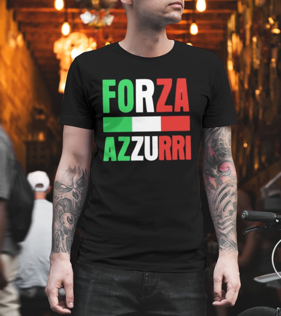 Forza Azzurri Italy Italian Flag Supporters T-Shirt