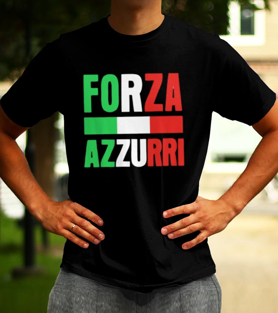 Forza Azzurri Italy Italian Flag Supporters T-Shirt