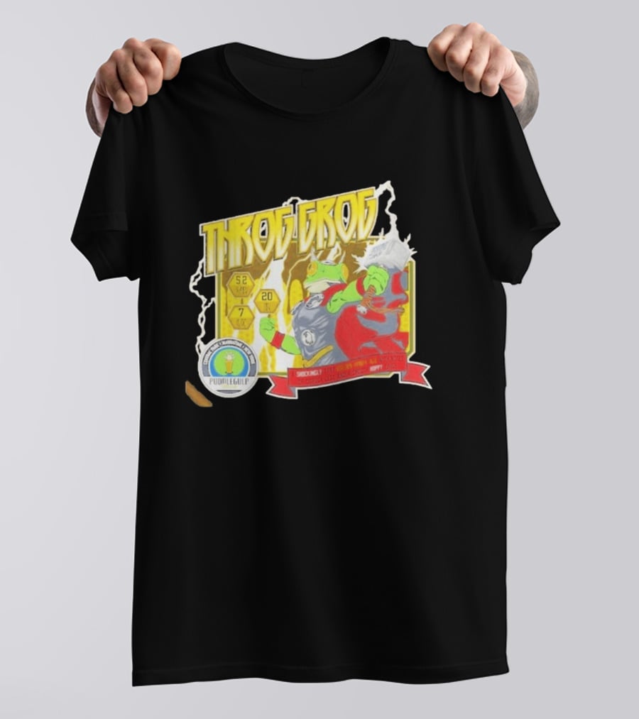 Throg Grog Puddle Gulp Superhero Frog Lightning Hammer Comic T-Shirt