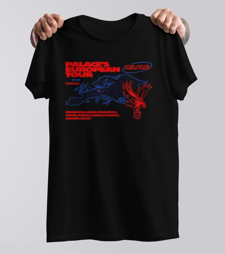 Crystal Palace European Tour 25 26 The Final Football Club Badge Winged Lion T-Shirt