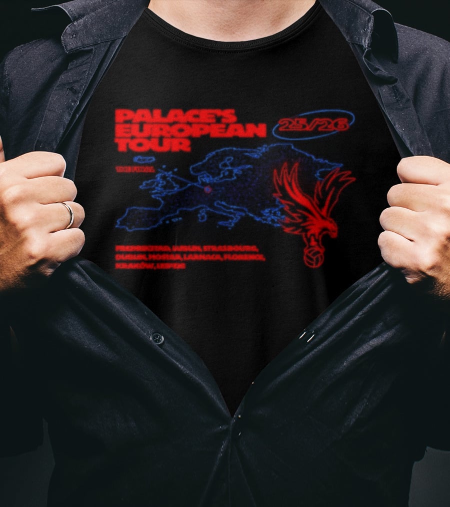 Crystal Palace European Tour 25 26 The Final Football Club Badge Winged Lion T-Shirt