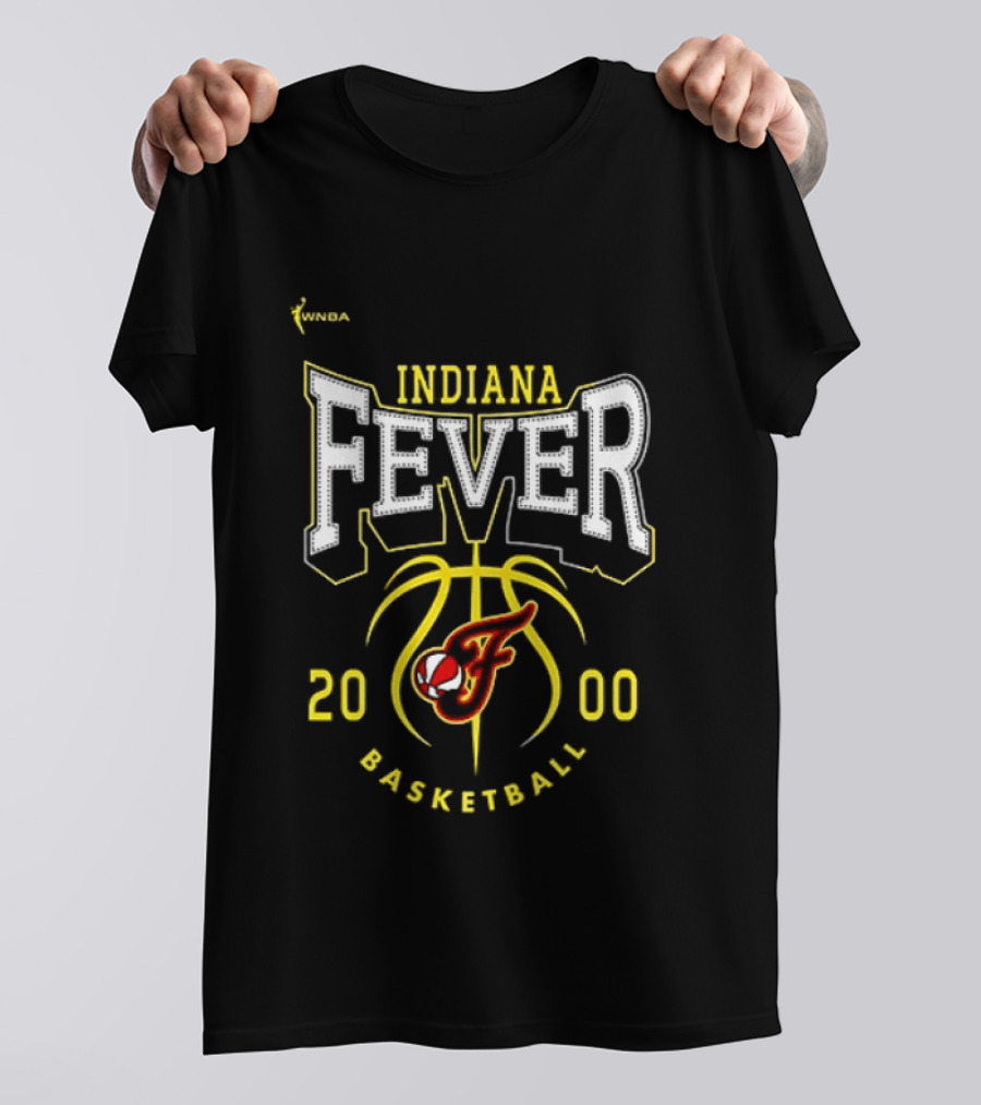 Indiana Fever Basketball 2000 Team Logo Yellow And Red T-Shirt