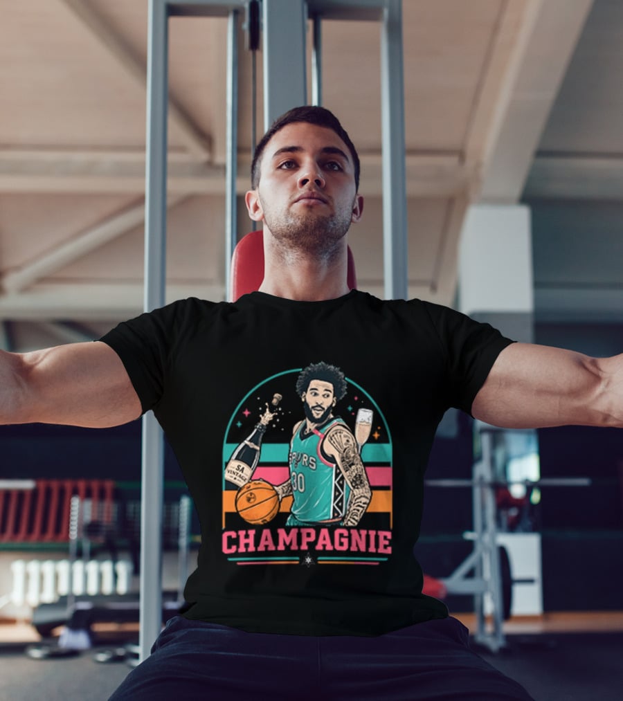 Champagnie Spurs Basketball Number 30 With Champagne Celebration T-Shirt