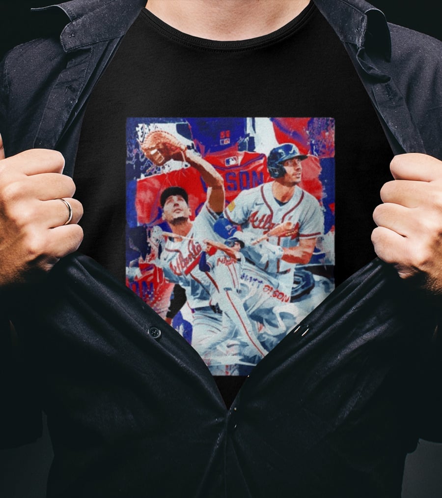Matt Olson Atlanta Braves Baseball Action Collage T-Shirt