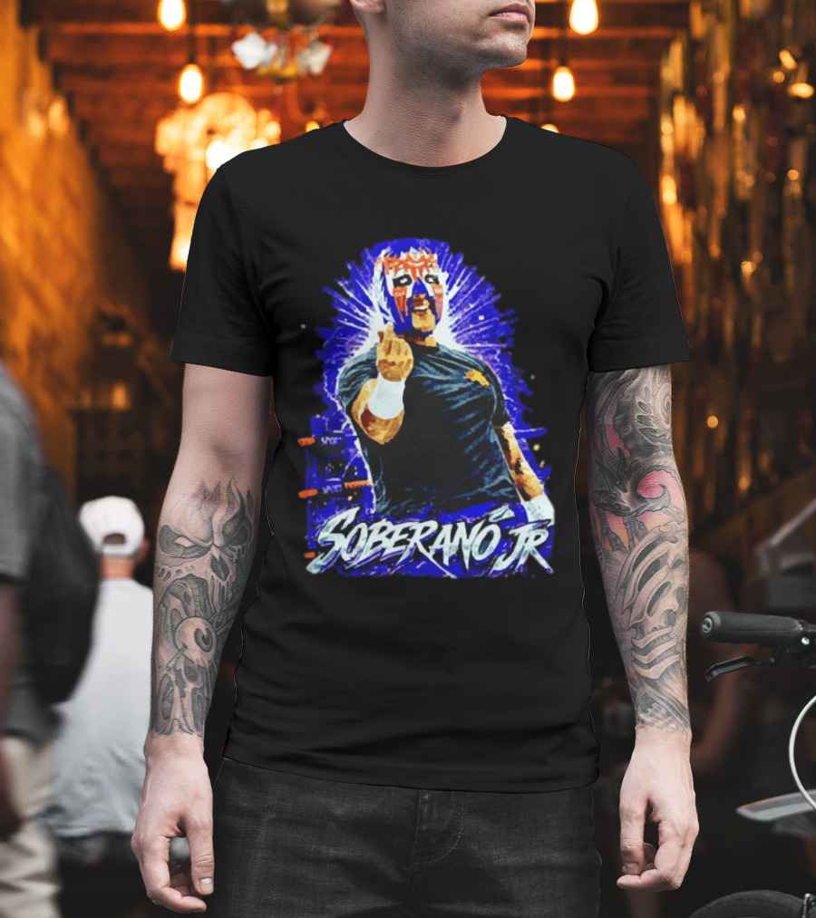 Soberano Jr Mexican Luchador Mask And Pose T-Shirt
