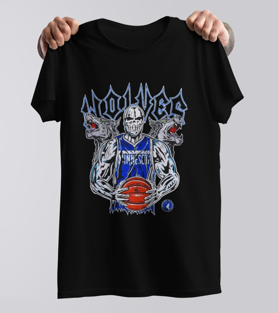 Minnesota Wolves Basketball Skeleton And Fierce Wolves T-Shirt