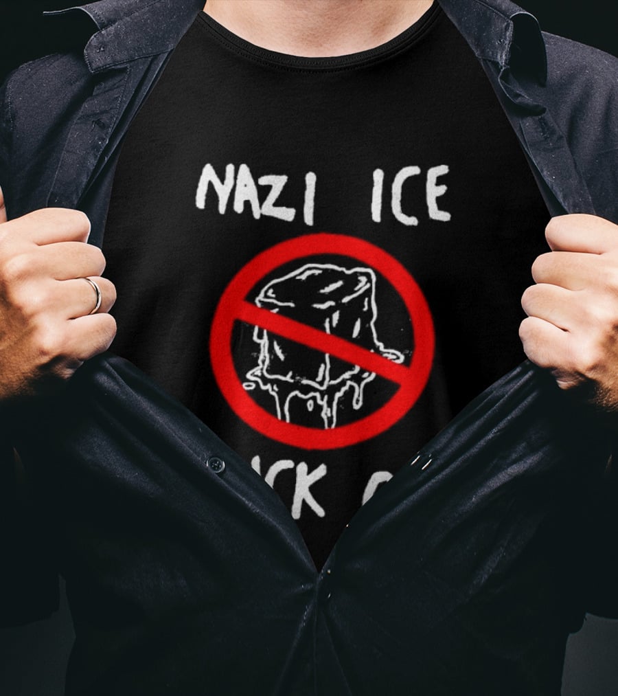 Nazi Ice Fuck Off Symbol Anti Ice Cube Message T-Shirt