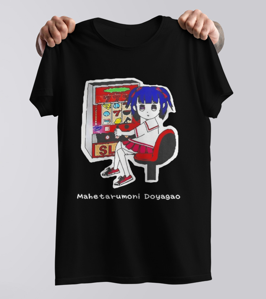 Production Jinrikisha Mahetarumoni Doyagao Anime Girl Slot Machine Seven Seven Seven T-Shirt
