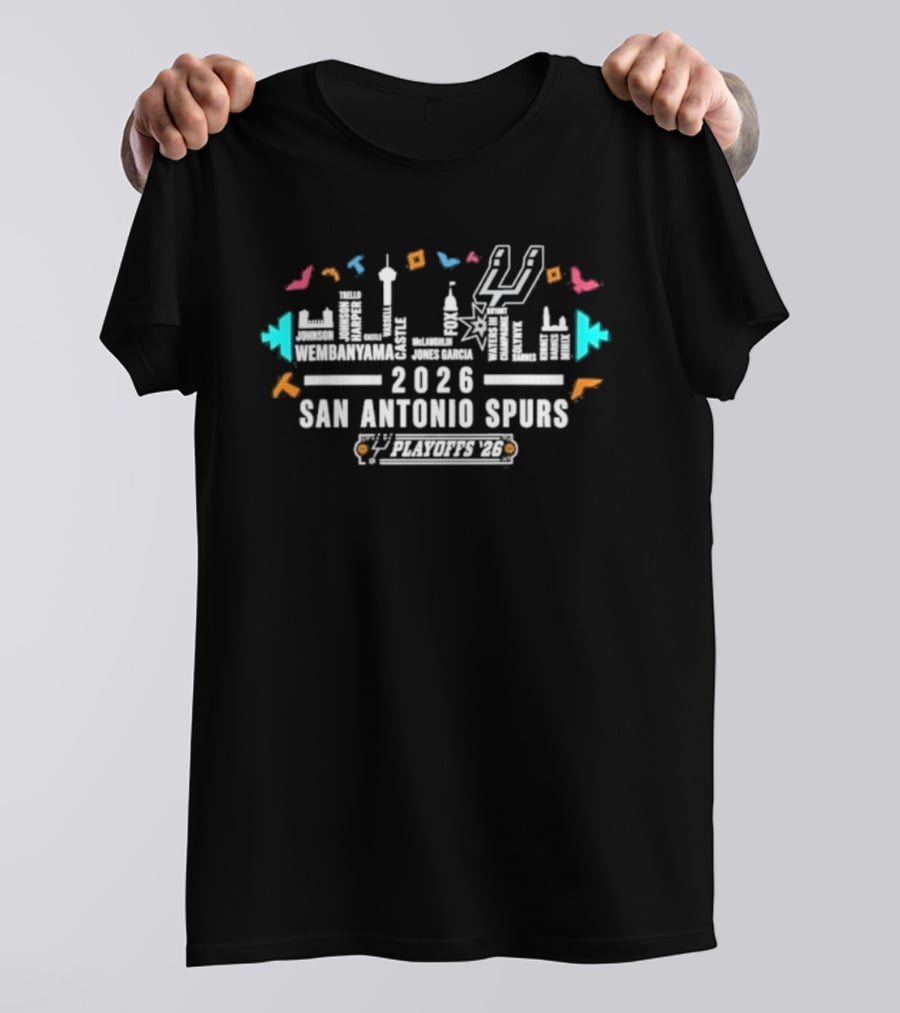 San Antonio Spurs 2026 Roster Skyline Team Spirit T-Shirt