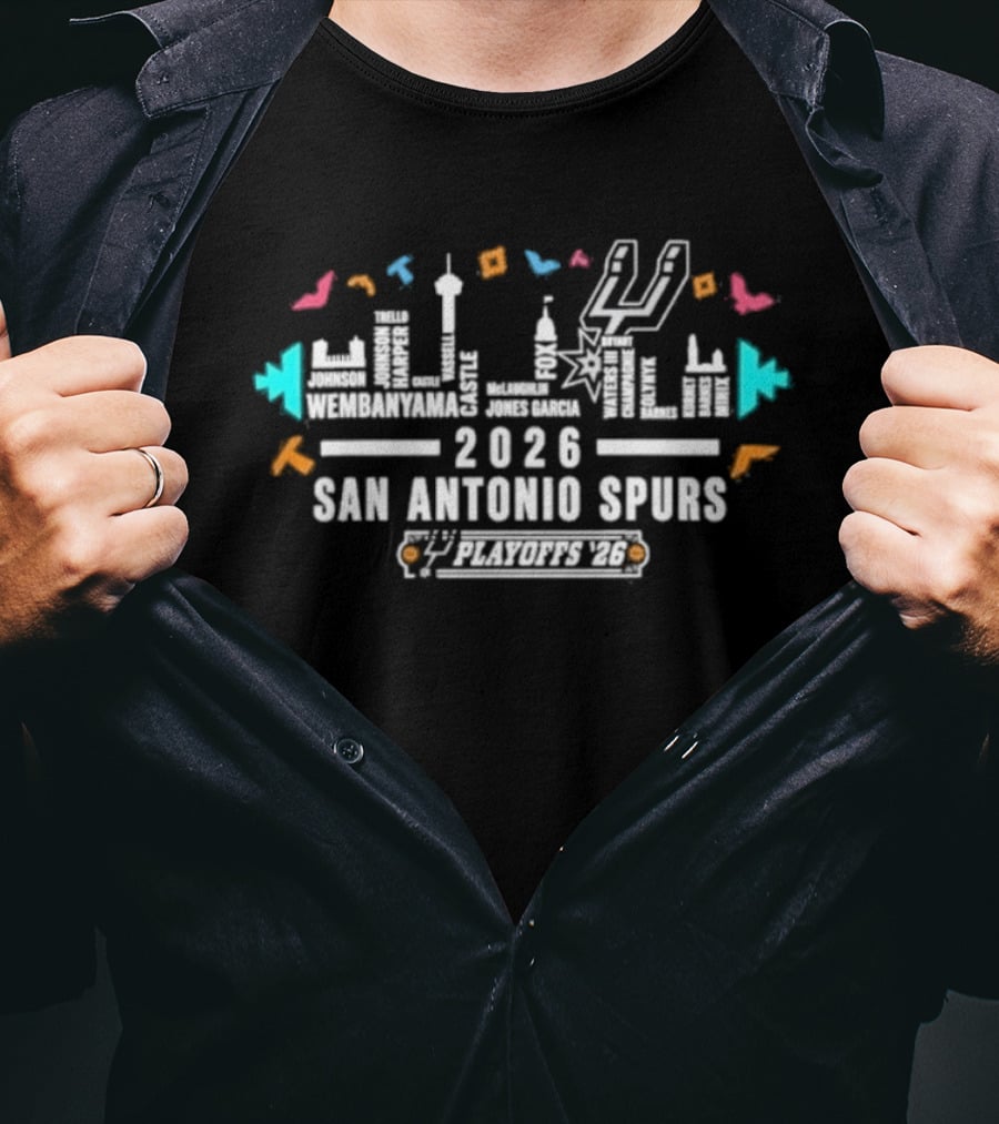 San Antonio Spurs 2026 Roster Skyline Team Spirit T-Shirt