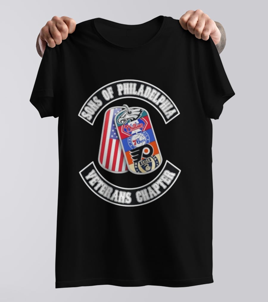 Sons Of Philadelphia Sports Veterans Chapter Dog Tags Eagles Phillies 76ers Flyers Union T-Shirt