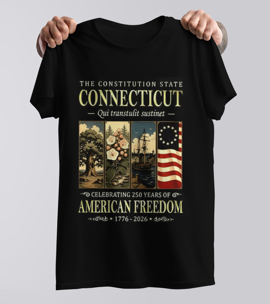 Connecticut Celebrating 250 Years Of American Freedom 1776 2026 Palmetto State T-Shirt