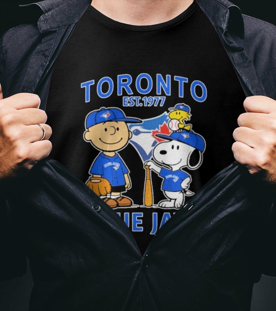 Toronto Est 1977 Blue Jays Snoopy Charlie Brown Woodstock T-Shirt