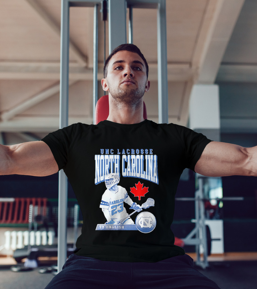 UNC Lacrosse Ty English North Carolina 23 Canadian Maple Leaf T-Shirt