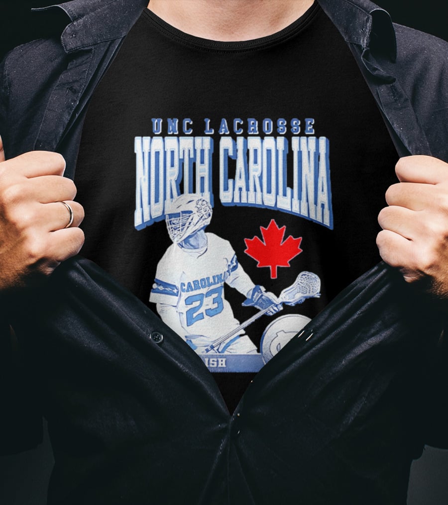 UNC Lacrosse Ty English North Carolina 23 Canadian Maple Leaf T-Shirt