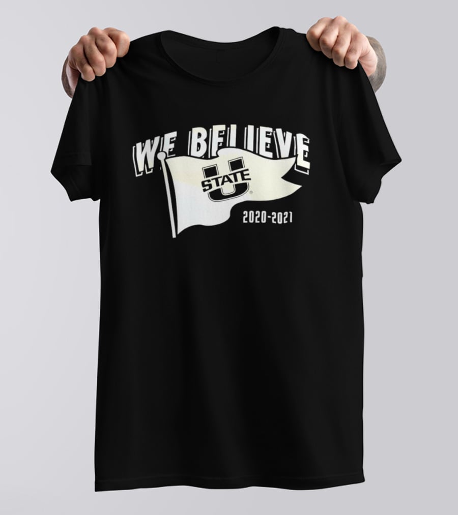 Utah State Aggies We Believe 2020 2021 Logo Flag T-Shirt