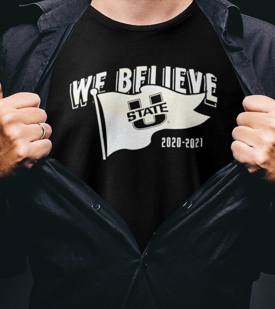 Utah State Aggies We Believe 2020 2021 Logo Flag T-Shirt