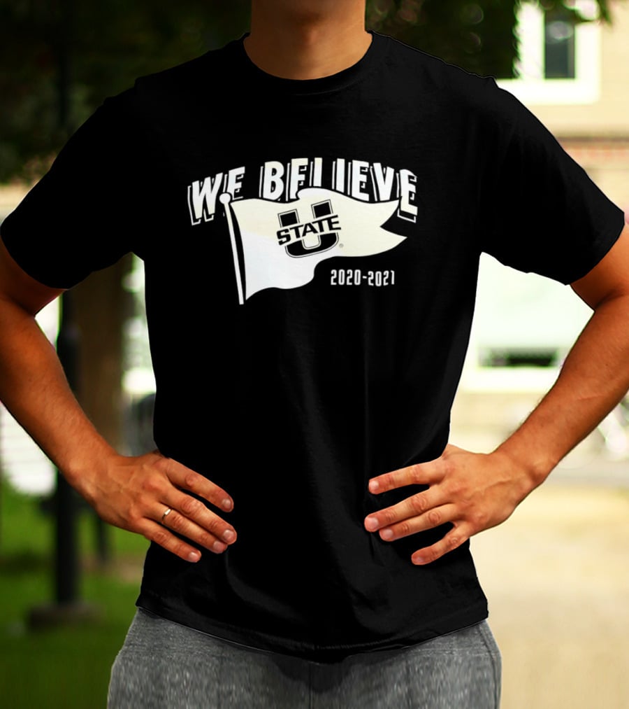 Utah State Aggies We Believe 2020 2021 Logo Flag T-Shirt