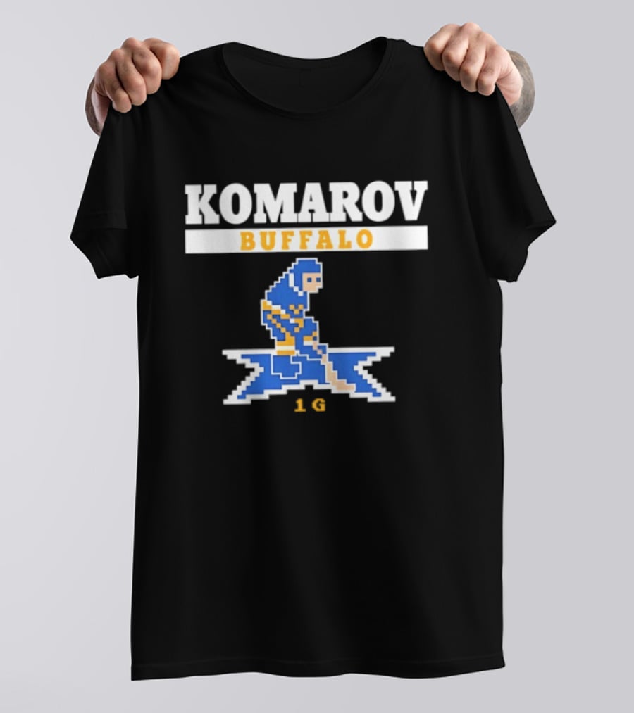 Komarov Buffalo Sabres 76 Hockey Pixel T-Shirt