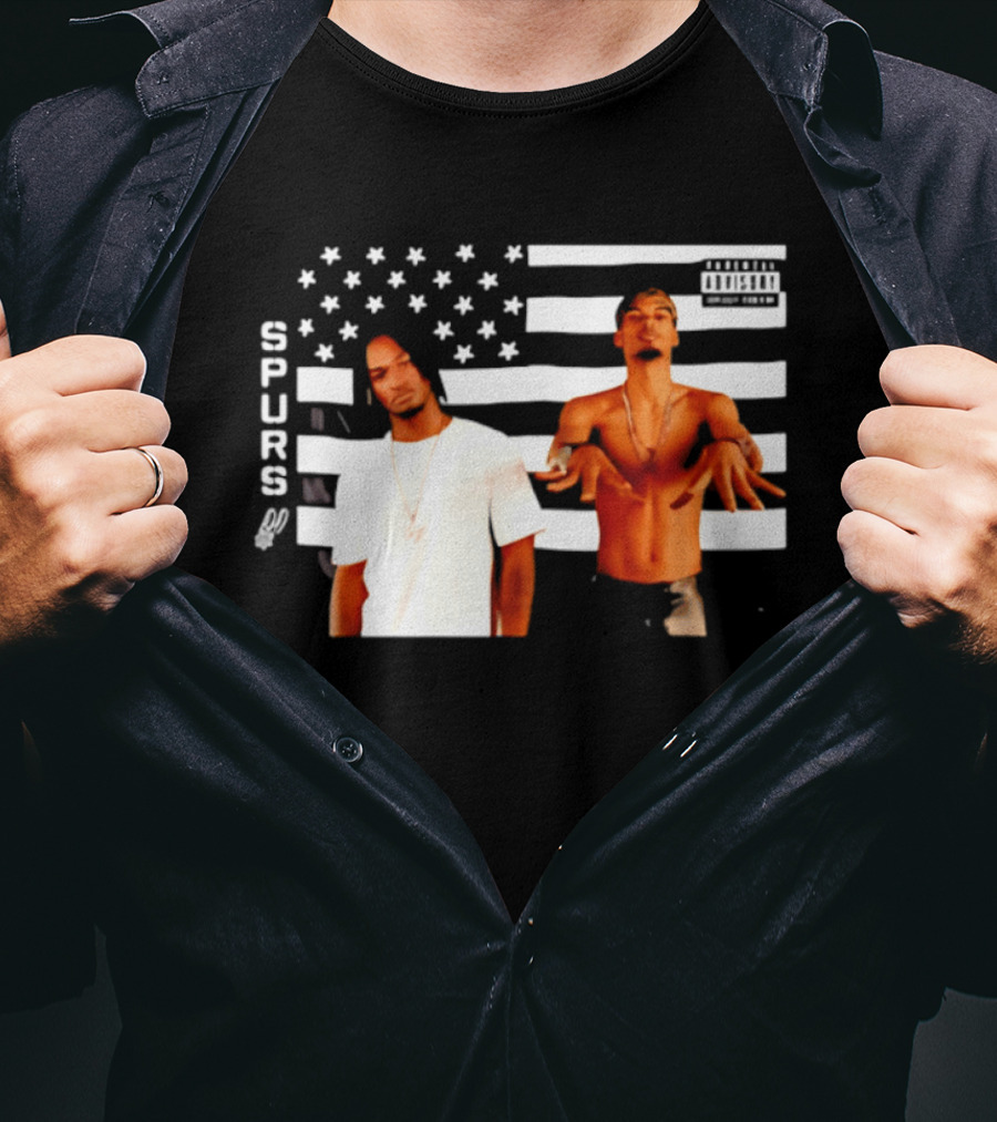 Spurs Wemby And Castle Stankonia American Flag T-Shirt