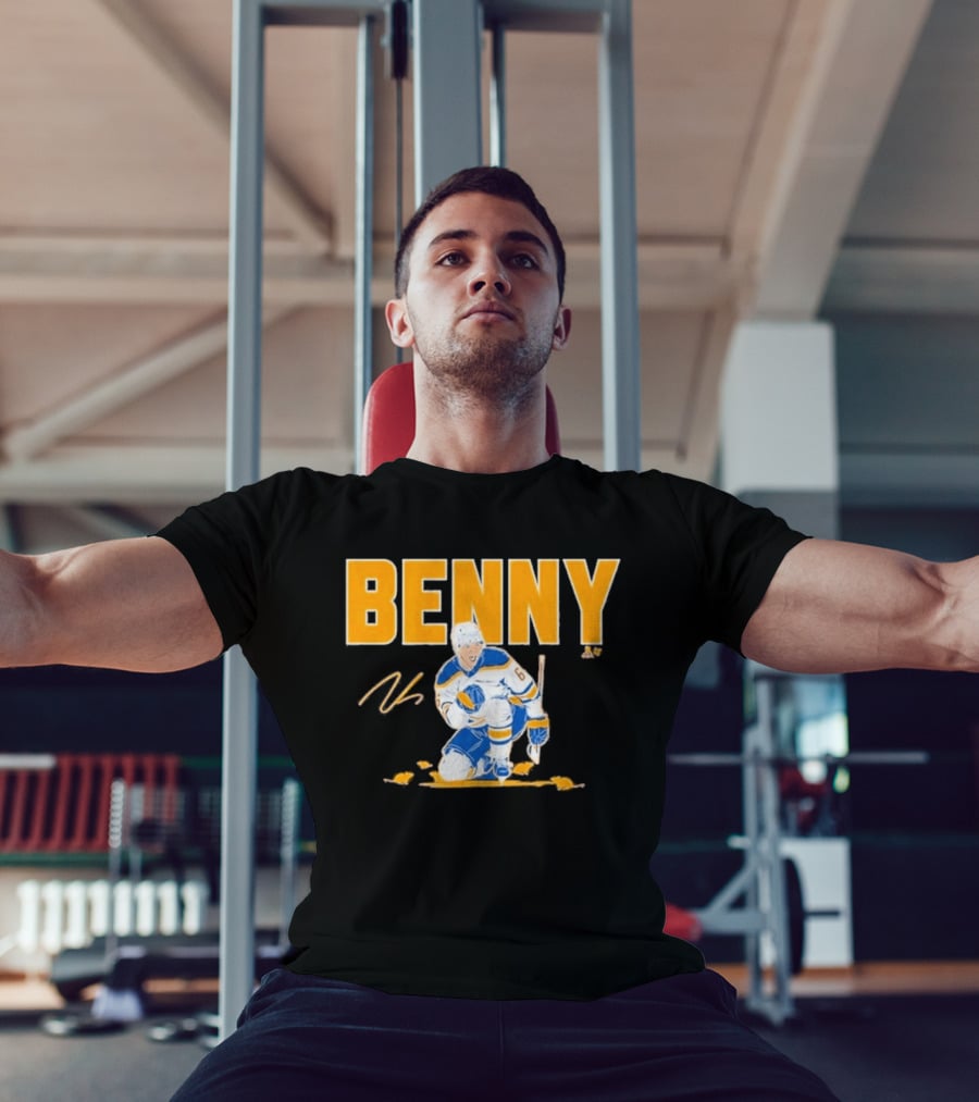 Benny 66 Hockey Player Buffalo Blue And Gold T-Shirt